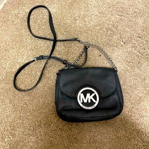 Michael Kors Black and Silver Crossbody Purse